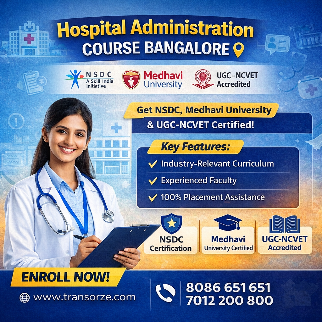 Hospital administration course classroom training at Transorze Bangalore