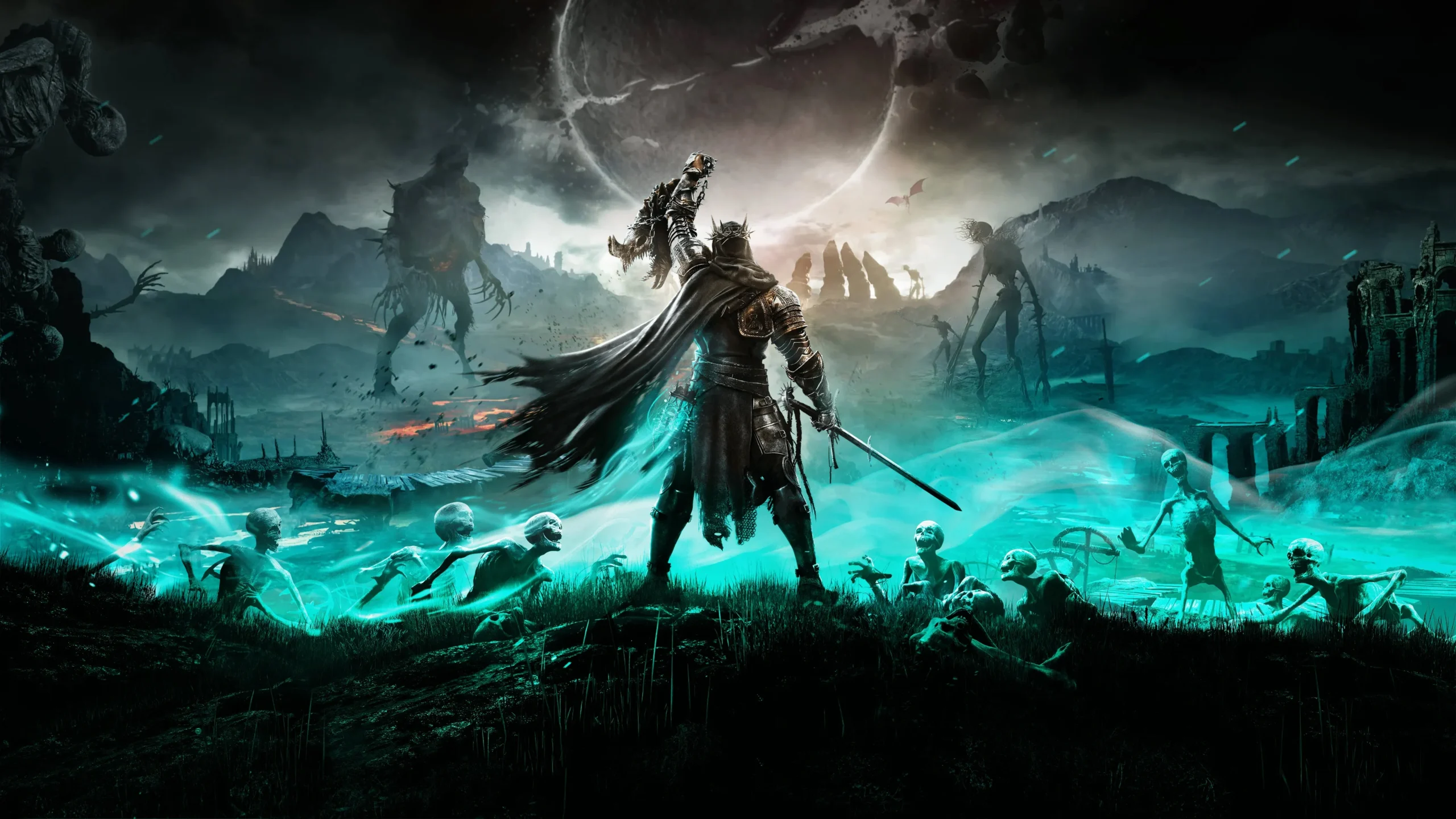 Developers collaborating with neon lights