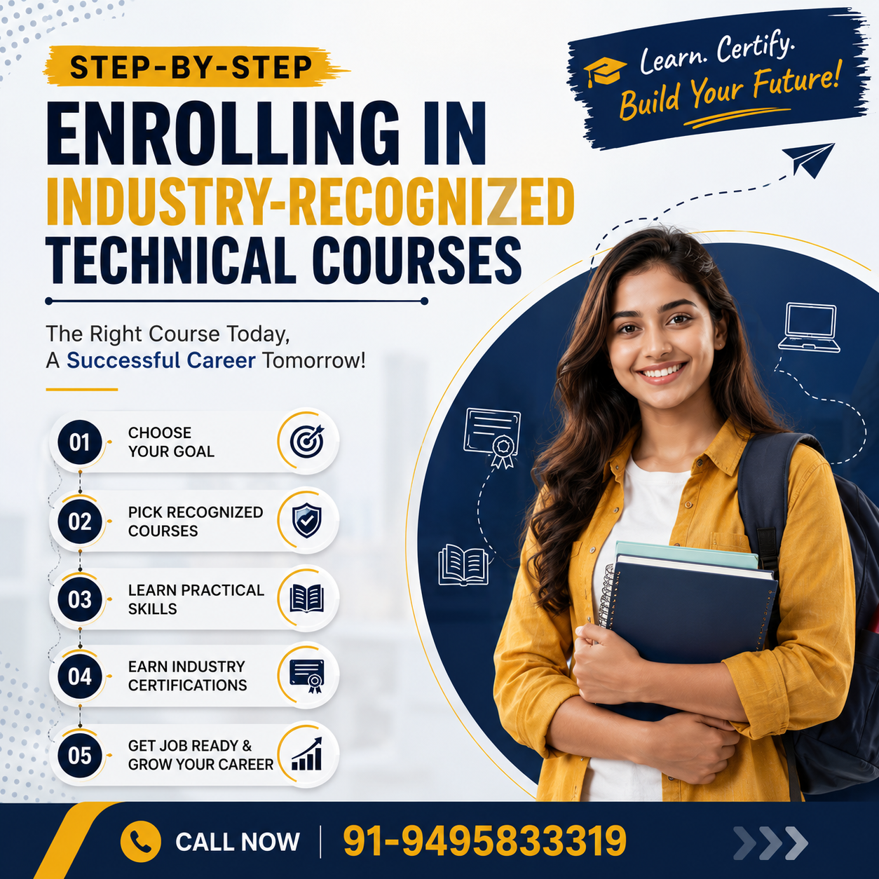 Student learning how to enroll in industry-recognized technical courses through a step-by-step guide for career-focused certification programs.
